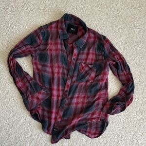 Rails Burgundy and Charcoal Plaid Button Down Shirt